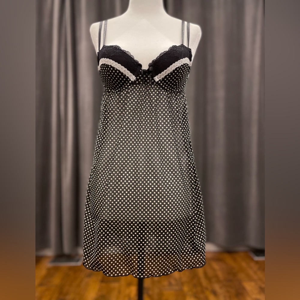 Jacob black and white polkadot babydoll nightie
